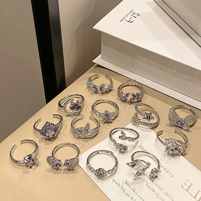 Wholesale Exquisite niche zircon butterfly diamond ring with minimalist layering style and versatile ring accessories