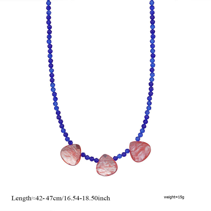 Wholesale Fashionable and personalized natural stone necklace paired with stainless steel pendant, exquisitely handmade necklace