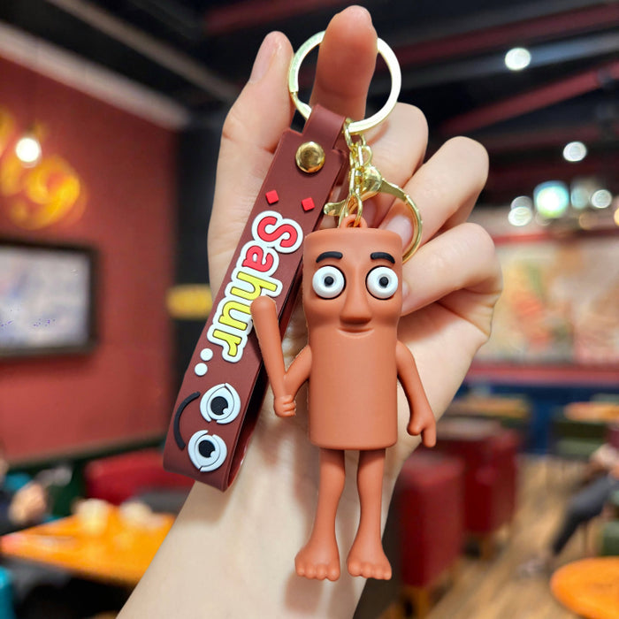 Wholesale Doll Keychain Mythical Beast Quirky Abstract Wooden Stick Man Shark Small Pendant