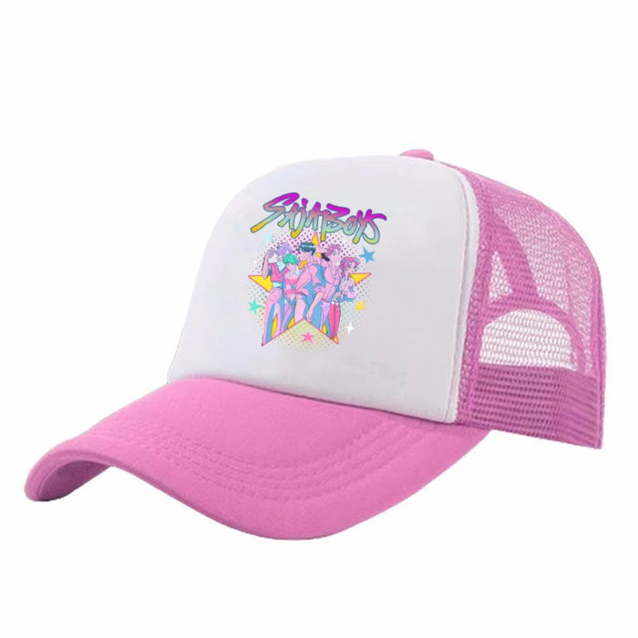 Wholesale KPOP Adjustable Casual Cartoon Print Mesh Baseball Cap