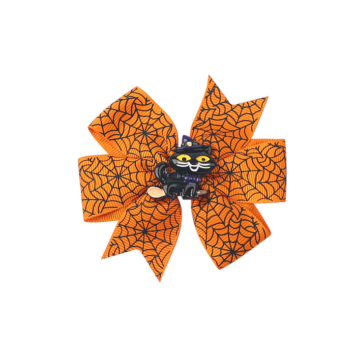 Wholesale Halloween Children's Three-layer Swallowtail Bow Fabric Hairpin JDC-HC-QiuN010