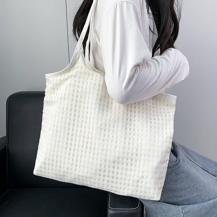 Wholesale Simple and atmospheric square grid vest canvas bag, single shoulder large capacity backpack