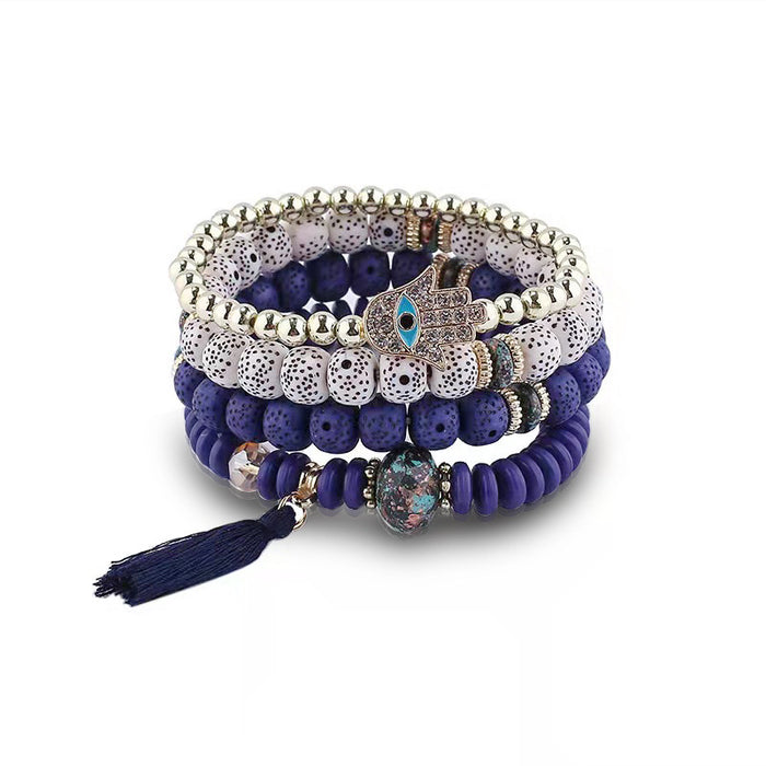 Wholesale Bohemian Evil Eye Palm Multilayer Beaded Bracelet JDC-BT-NHong011