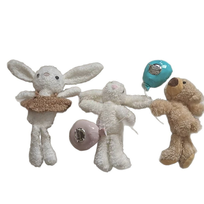 Wholesale Plush balloon teddy bear keychain bag pendant cute cartoon children's toys handmade accessories