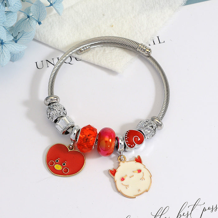 Wholesale Cartoon Pumpkin Pendant Stainless Steel Bracelet Fashion Jewelry Accessory MOQ≥2