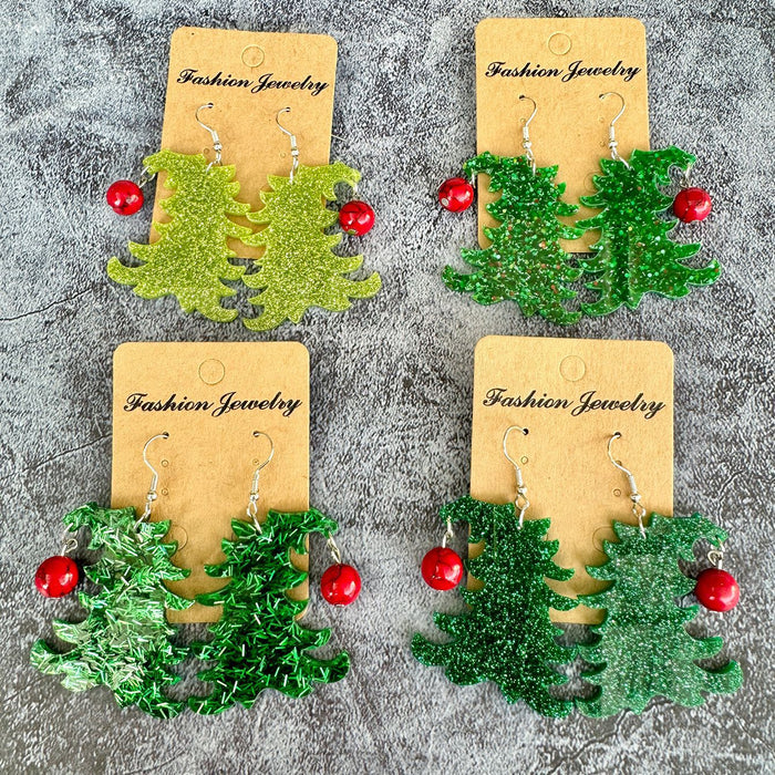 Wholesale Christmas tree acrylic ing earrings Christmas exaggerated holiday jewelry