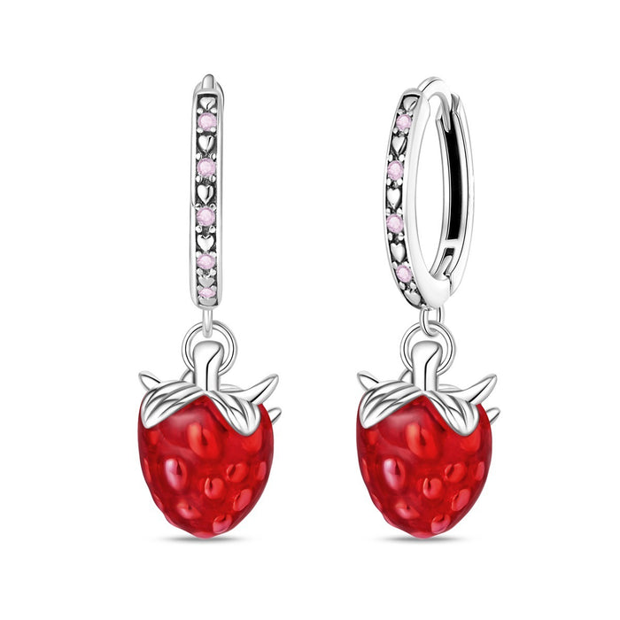 Wholesale Silver Plated Fruit Earrings Strawberry Grape Cherry Party Jewelry Accessory