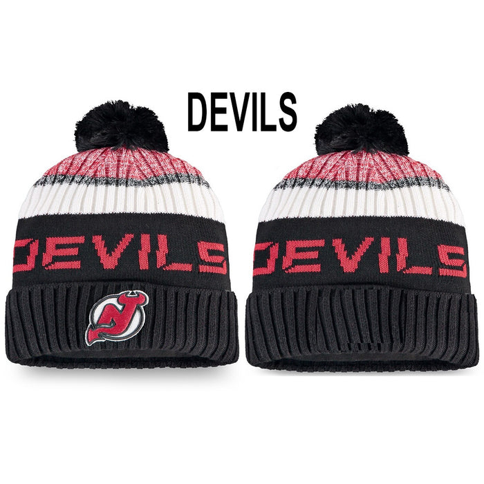 Wholesale Hat wool knit hat embroidery Hockey League hat sports letter flanging warm round hat