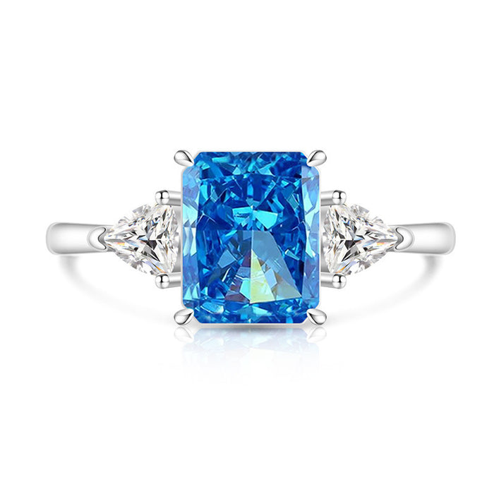 Wholesale Ice Flower Cut Square Ring Copper Real Gold Plating High Carbon Diamond Look Jewelry Accessory for Resale