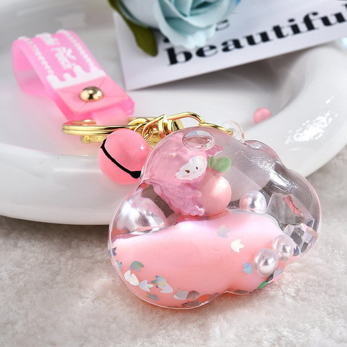 Wholesale Quicksand Bottle Cartoon Kitten Keychain