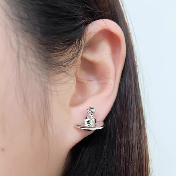 Wholesale Semi-Glossy Three-Dimensional Planet Saturn Punk Earrings