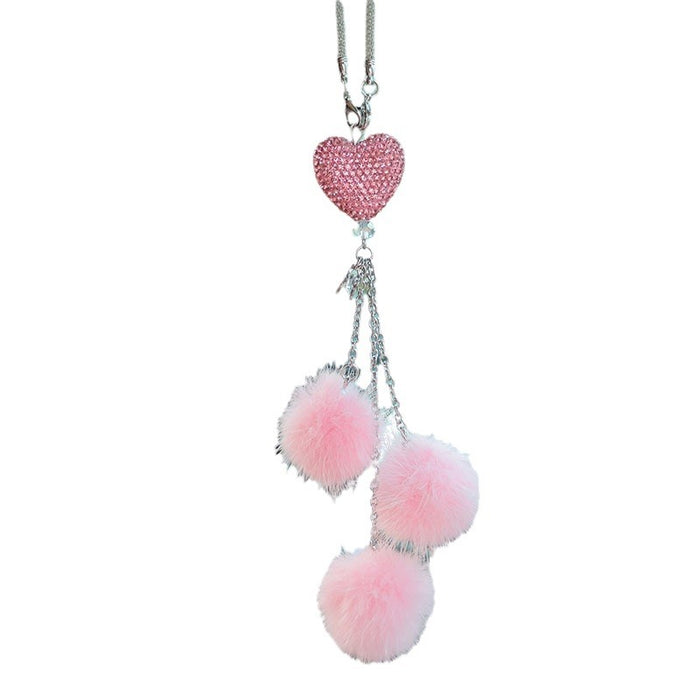 Wholesale Pink Plush Fur Ball Car Pendant Heart Design Car Interior Decoration