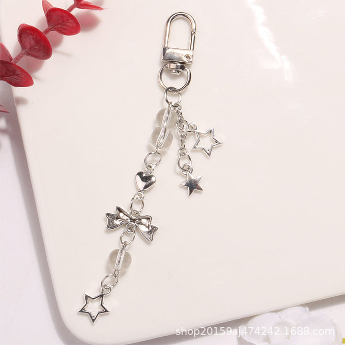 Wholesale Sweet silver Star Bow Mobile Phone Chain Simple Pendant