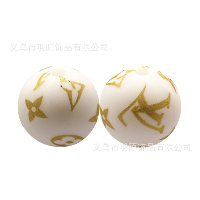 Wholesale 20PCS Round Printed Silicone Beads JDC-BDS-YuMo016