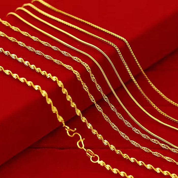 Wholesale Gold plated necklace, snake bone chain, box chain, water ripple collarbone chain, fashionable and versatile necklace