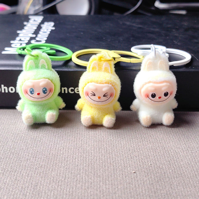 Wholesale Flocked Mini Plush Doll Keychain Vinyl Cute Baby Walking Bag Mobile Phone Pendant Cute Pendant