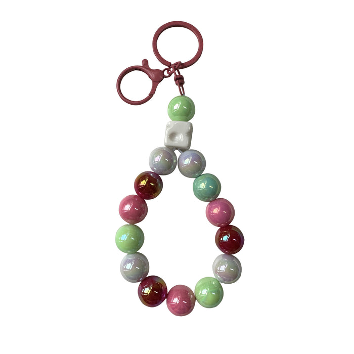 Wholesale Creative and Colorful Electroplated Bead Keychain Accessories Hand Chain Backpack Car Keychain