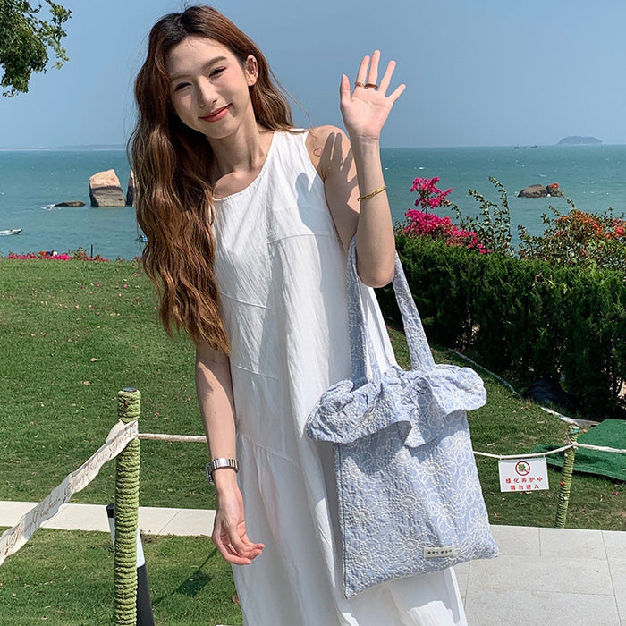 Wholesale Embroidered flower bag with simple and niche design, versatile and fashionable, large capacity crossbody bag