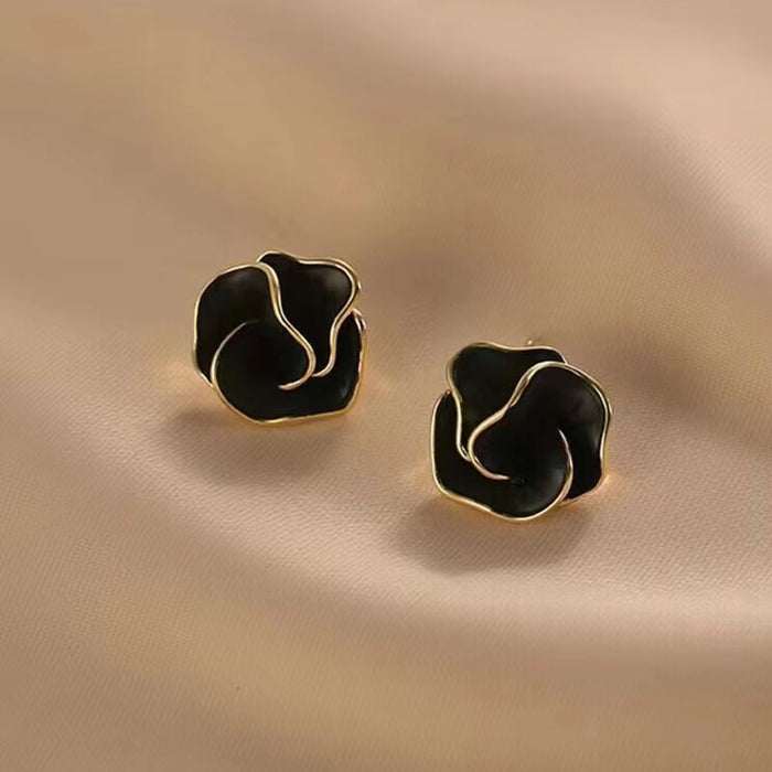 Wholesale Camellia oil drop earrings, elegant floral earrings