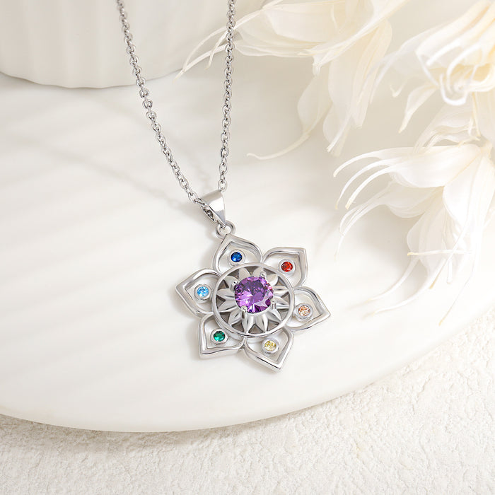 Wholesale hollow flower pendant new  round purple edge color lotus necklace
