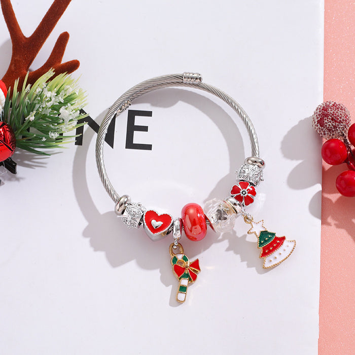 Wholesale Stainless Steel Christmas Charm Bracelet Women' s Fashion Accessory MOQ≥2