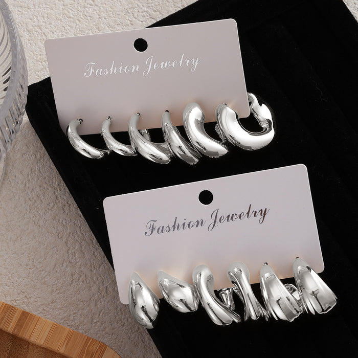 Wholesale 6-Pair Creative Gold Teardrop Earring Set