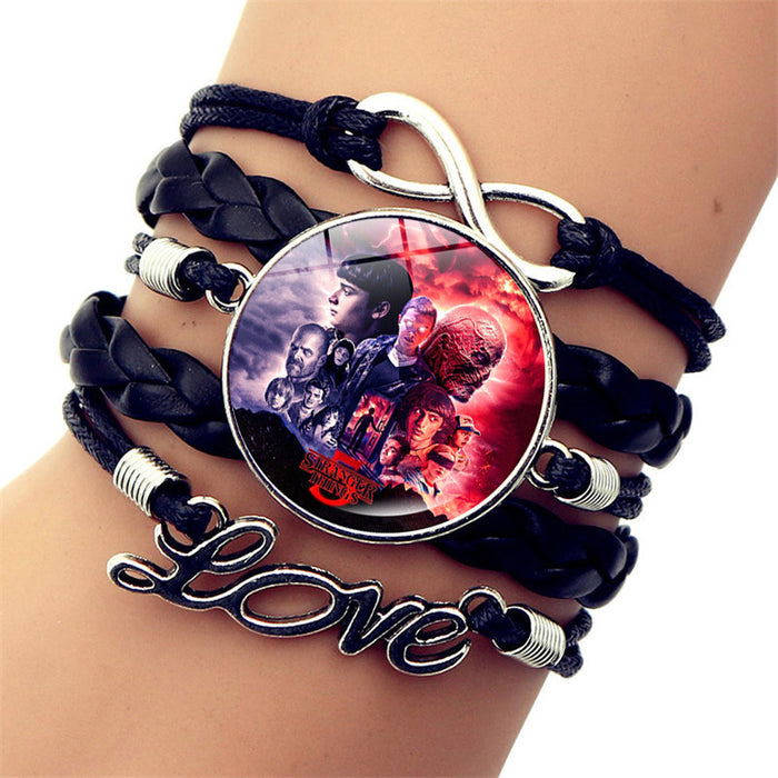 Wholesale Multi-layered leather bracelets with movie themes for men and women.