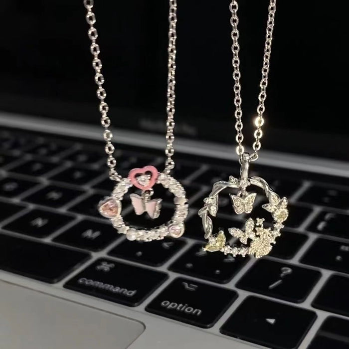 Wholesale Double Layer Butterfly Necklace Set Alloy Jewelry Accessory
