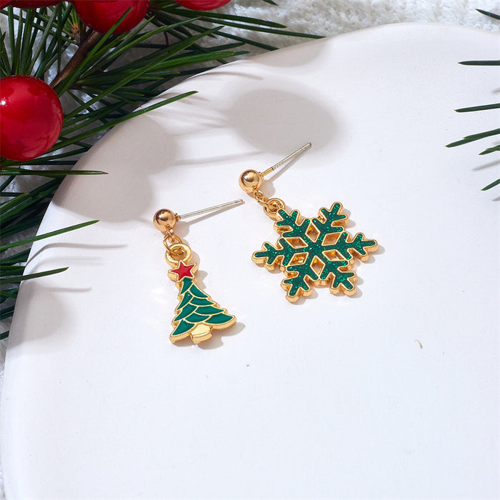 Wholesale Chic Christmas Earrings Deer Bell Santa Short Drop Metal Plated Jewelry Accessory