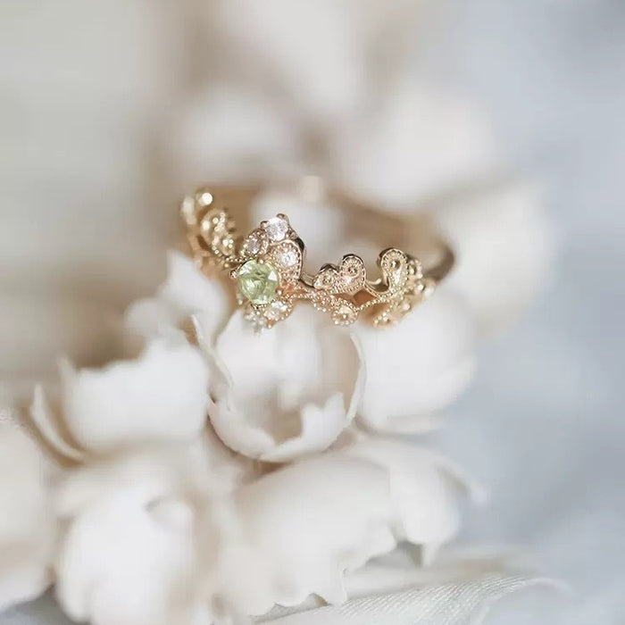 Wholesale Light luxury natural olivine versatile open ring