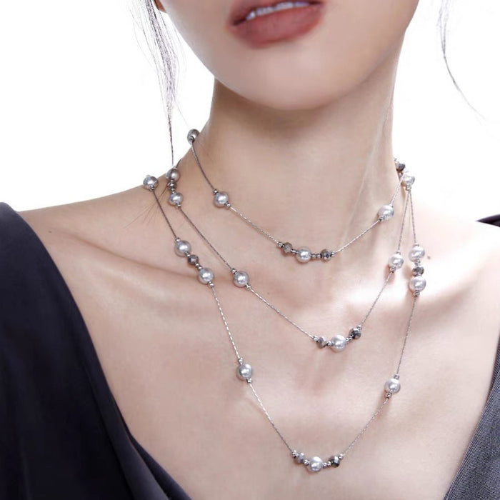 Wholesale Premium pearl necklace, sweater chain, niche design, light luxury collarbone chain, neck chain