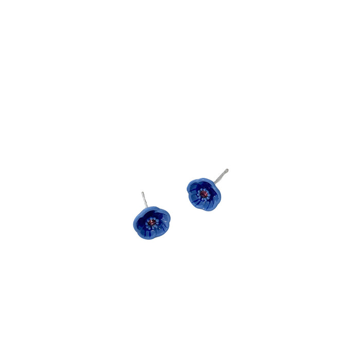 Wholesale New retro drop glazed blue small flower earrings, small and cute earrings, gentle and delicate temperament earrings