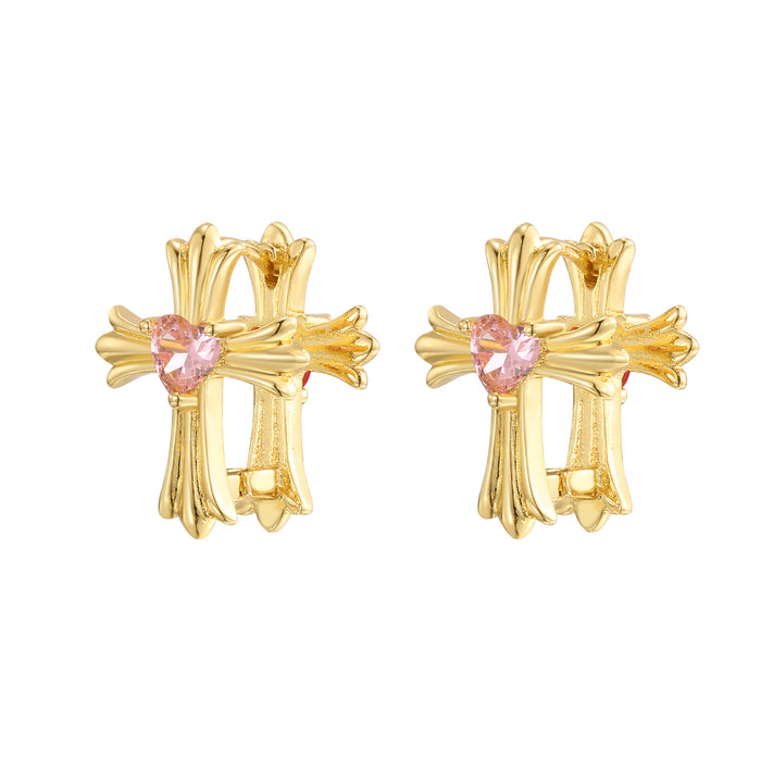 Wholesale New minimalist and niche double-sided cross ear buckle with a high-end feel and versatile temperament. Earrings and accessories wholesale