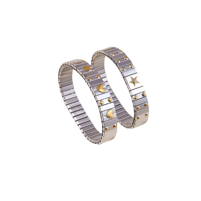 Wholesale Stainless steel bracelet, women's high-end feeling, heart pentagram elastic bracelet