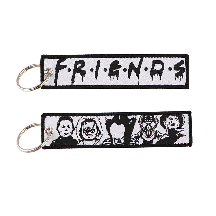 Wholesale  Cartoon Woven Label Keychain Lanyard   Fabric Keychain