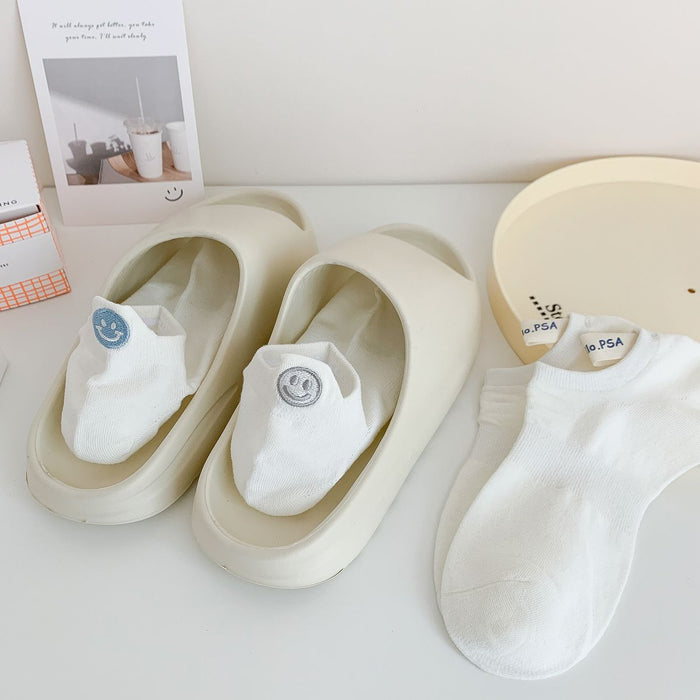 Wholesale Socks, boat socks, cute smiling face embroidery, invisible socks, cotton socks, shallow mouth socks