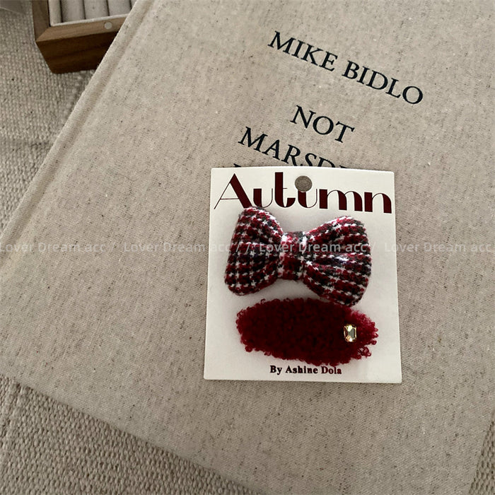 Wholesale Plush bow hair clip, cute and fashionable duckbill clip, bangs clip, hair accessory