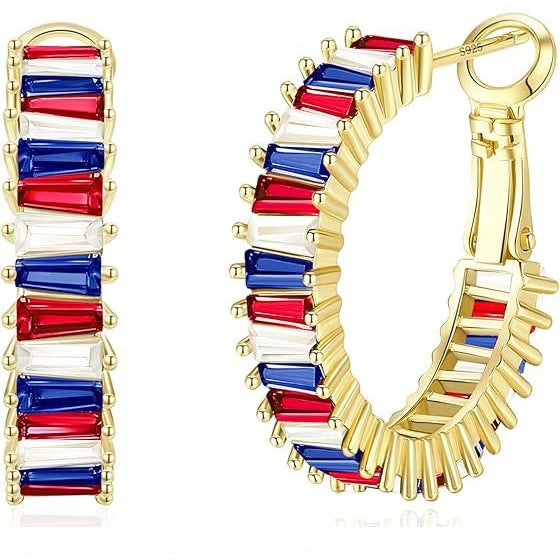 Wholesale Personalized colored zircon ear buckle copper plated genuine gold retro ear ring earrings