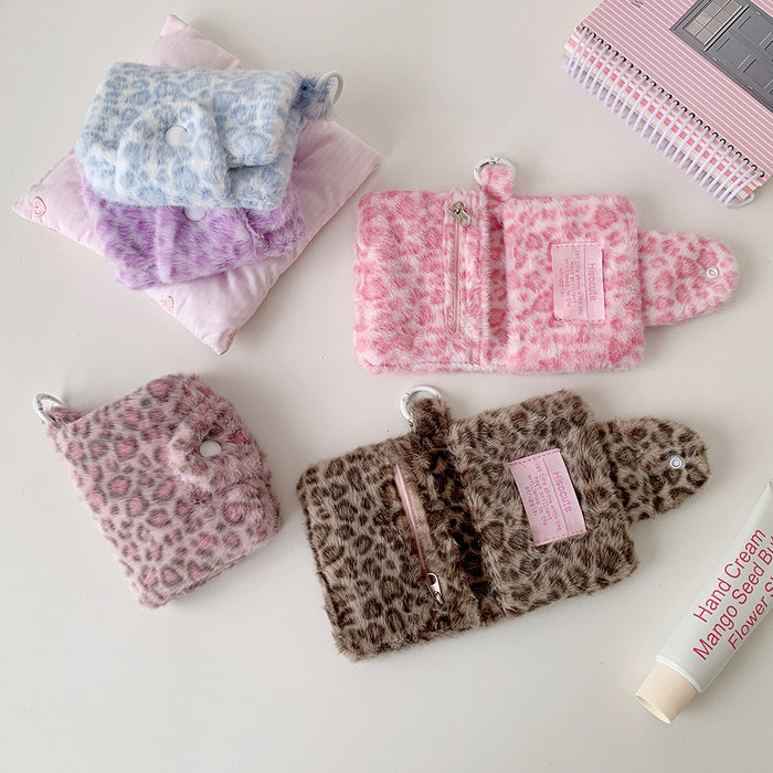 Wholesale Leopard-Print Plush Snap Coin Wallet
