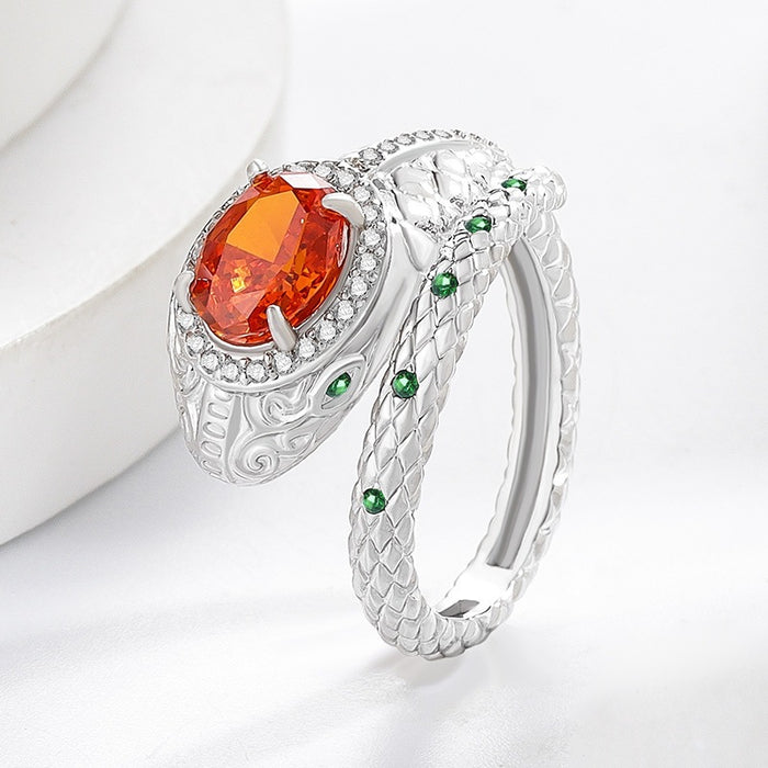 Wholesale Real Gold Plated Copper Geometric Snake Ring with High Carbon Diamond Fashion Jewelry Gift
