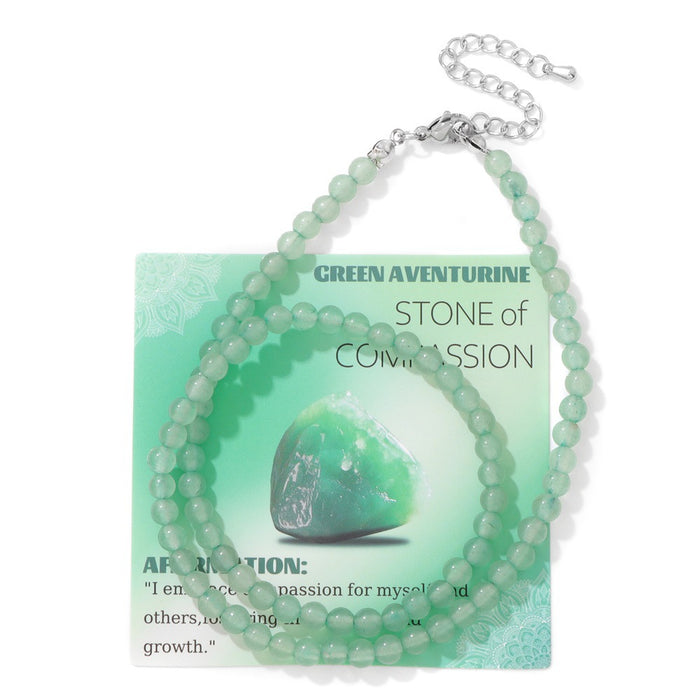 Wholesale 4mm stone bead necklace with stainless steel lobster clasp choker length