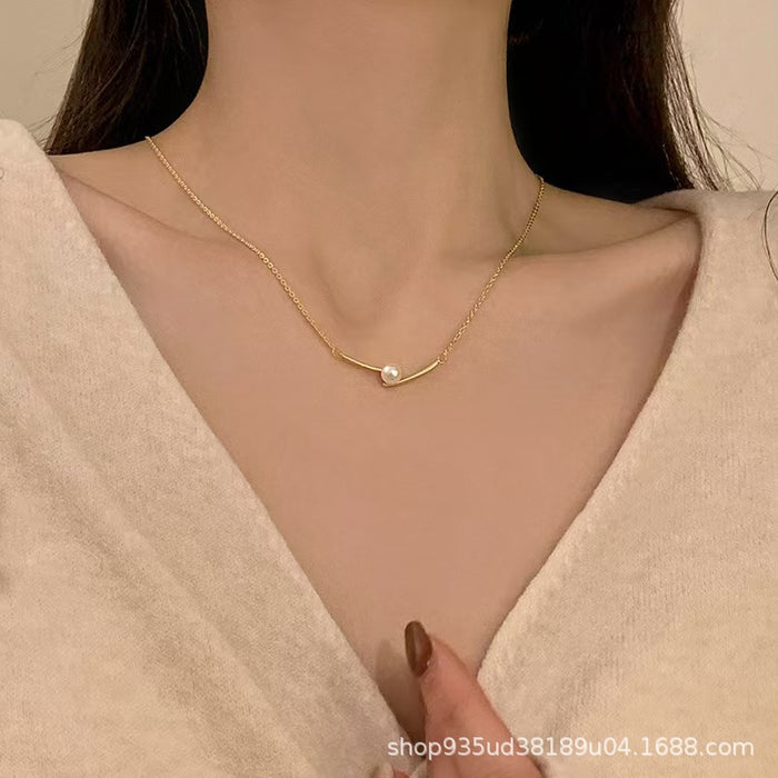 Wholesale Cross pearl necklace, light luxury, niche, high-end, collarbone chain
