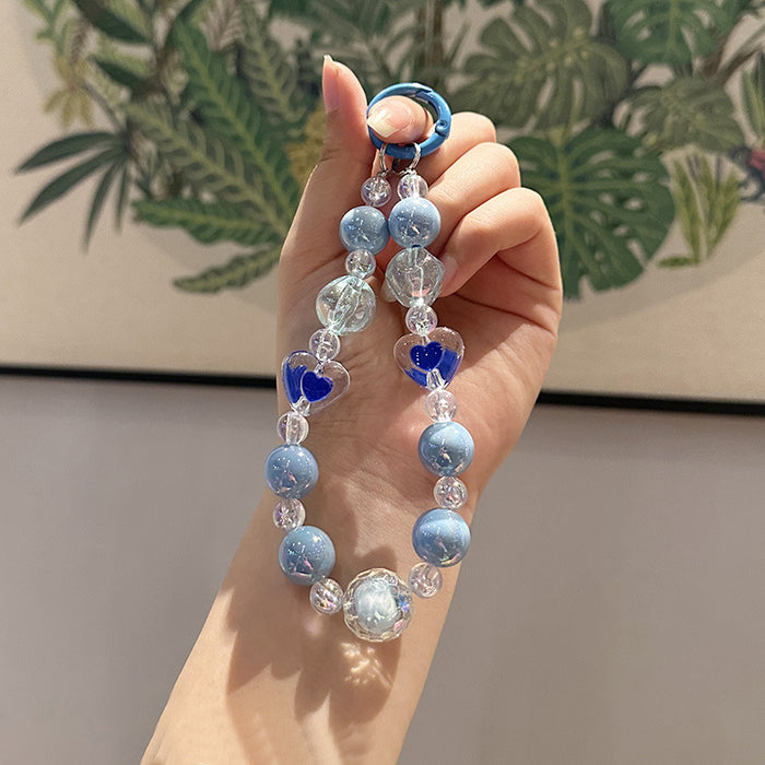 Wholesale Creative Acrylic Hand Chain Keychain Pendant Bag Transparent Love Heart Peach Heart Car Keychain Accessories Ornament