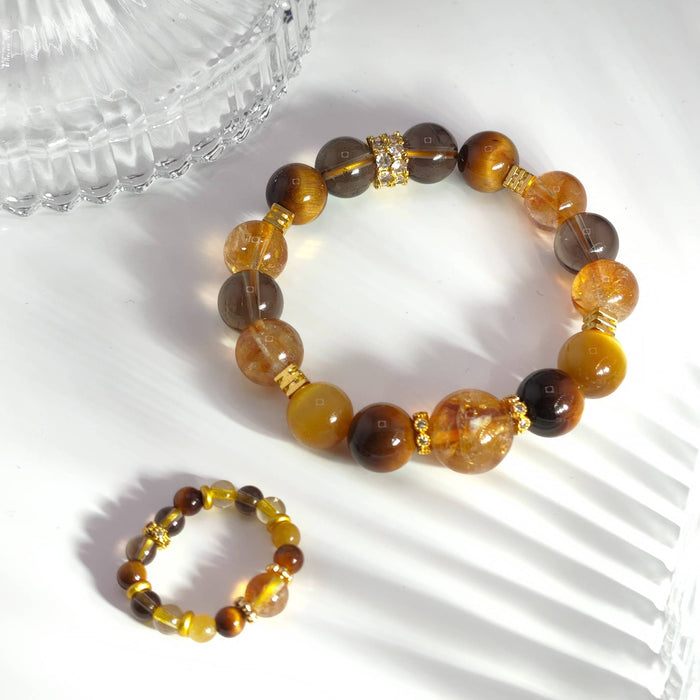 Wholesale beaded ring yellow pagoda crystal citrine
