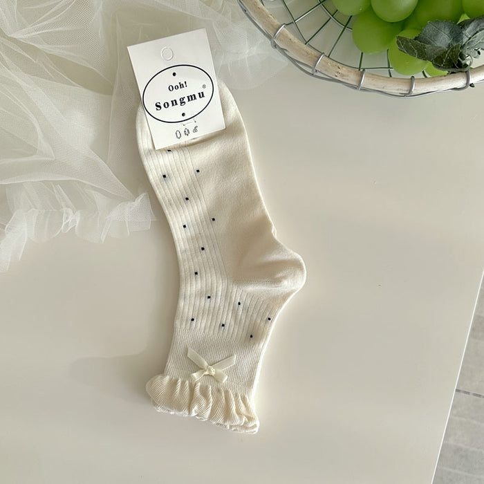 Wholesale Boneless socks, bow tie, short tube women's socks, polka dot cotton socks