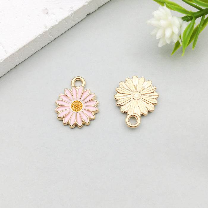 Wholesale Pink oil-sprinkled alloy simulated cherry blossom and  DIY pendant