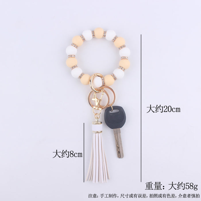 Wholesale Silicone bracelet wrist keychain tassel pendant