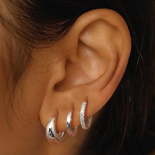 Wholesale Real gold copper set with zircon and full diamond earrings, single ear set, circle set with diamond earrings