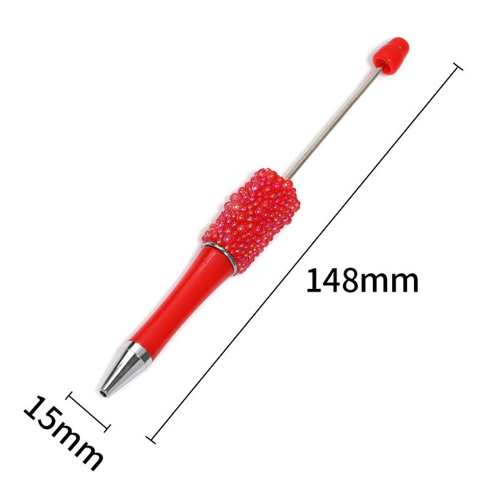 Wholesale Resin bead pen fine glitter colorful rhinestone pen handmade patch bead pen fashionable plastic ballpoint pen