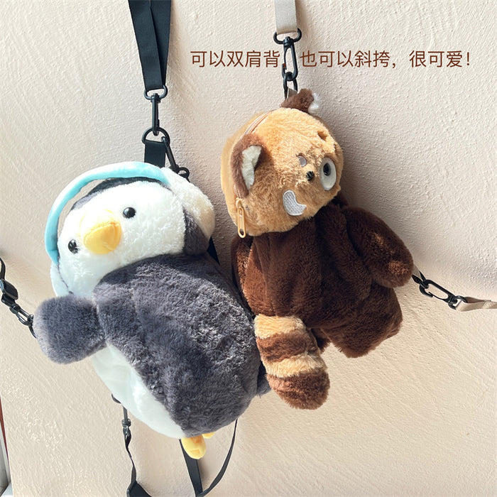 Wholesale Cute toy little penguin little raccoon schoolbag  cartoon backpack